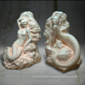 Hand carved and polished natural marble stone mermaid figurines sculptures